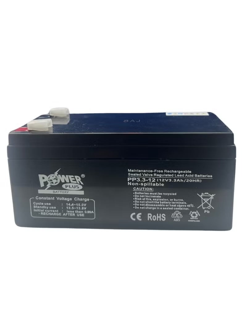 Power Plus 12V 3.3Ah Sealed Lead Acid Battery Rechargeable VRLA Battery PP3.3-12 for UPS Backup Alarm System Emergency Power Supply Long Lasting Battery - Image 3