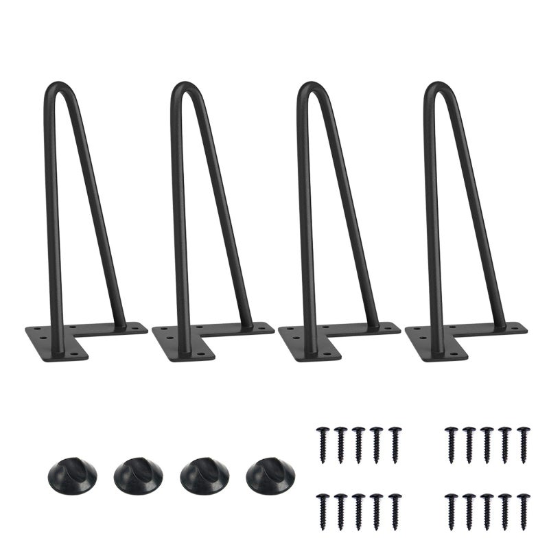 SMARTSTANDARD 8 Inch Heavy Duty Hairpin Furniture Legs Metal Home DIY Projects for TV Stand Sofa Cabinet etc with Rubber Floor Protectors Black 4PCS