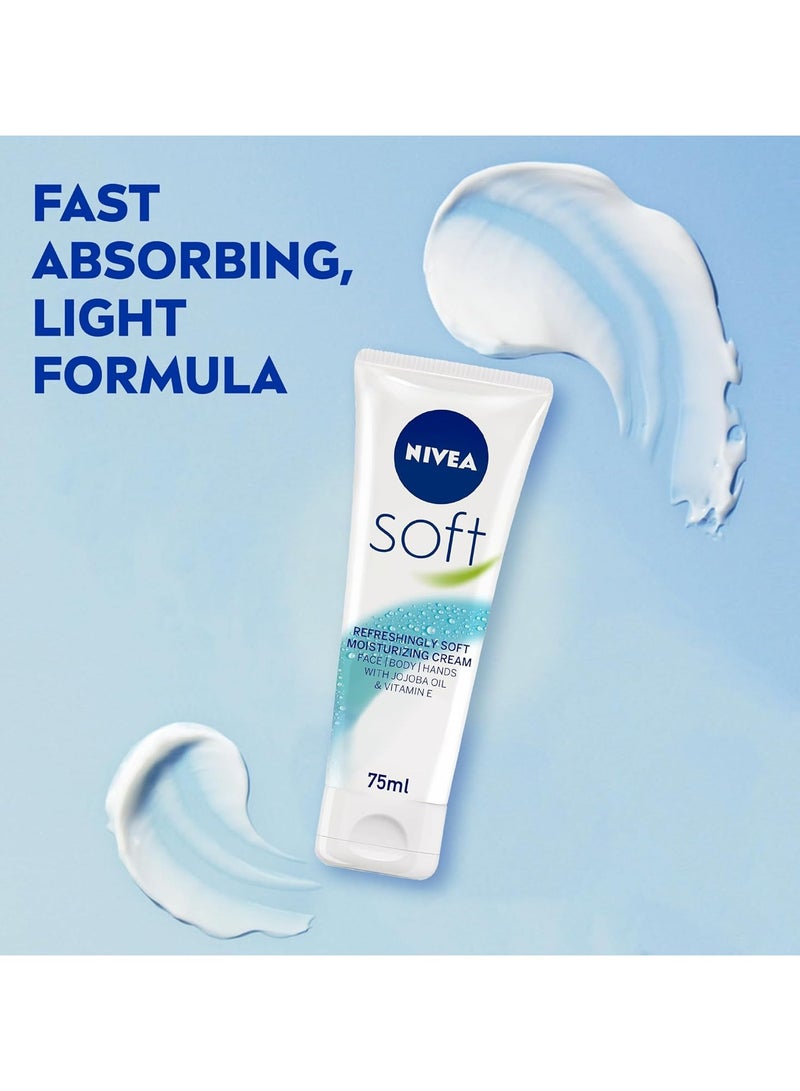 نيفيا مجموعة كريم سوفت سريع الامتصاص مرطب ومنعش للوجه والجسم واليدين معبا في انبوب سعة 75 مل، مكونة من 3 قطع من نيفيا - Image 4