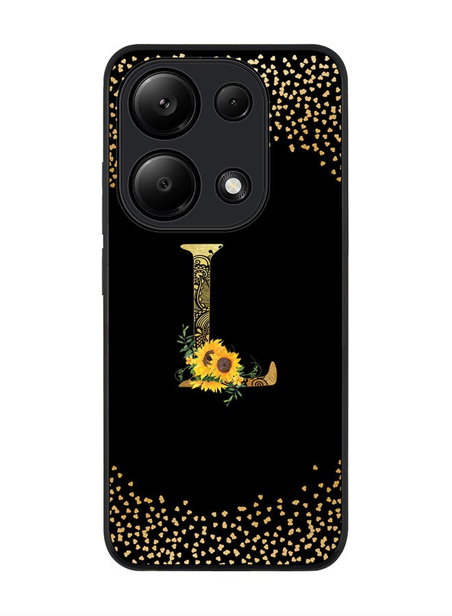 Stylizedd Rugged Case for Xiaomi Redmi Note 13 Pro 4G / Xiaomi Poco M6 Pro 4G Cover- Custom Monogram Initial Letter Mandala Floral Alphabet - L(Black) - Image 1