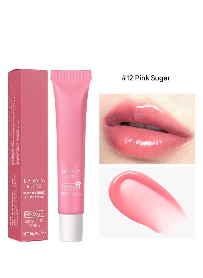 بلسم زبدة الشفاه الحريري 2 في 1 ملمع الشفاه ، ترطيب بمزيج الشيا وزيت الزيتون ، ترطيب غير لزج للشفاه المتشققة ، مكونات طبيعية (سكر وردي) - Image 1