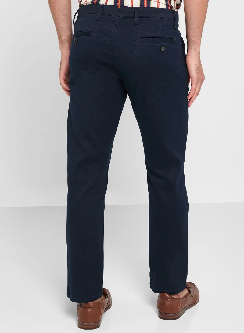 Robert Wood Textured Slim Fit Trousers