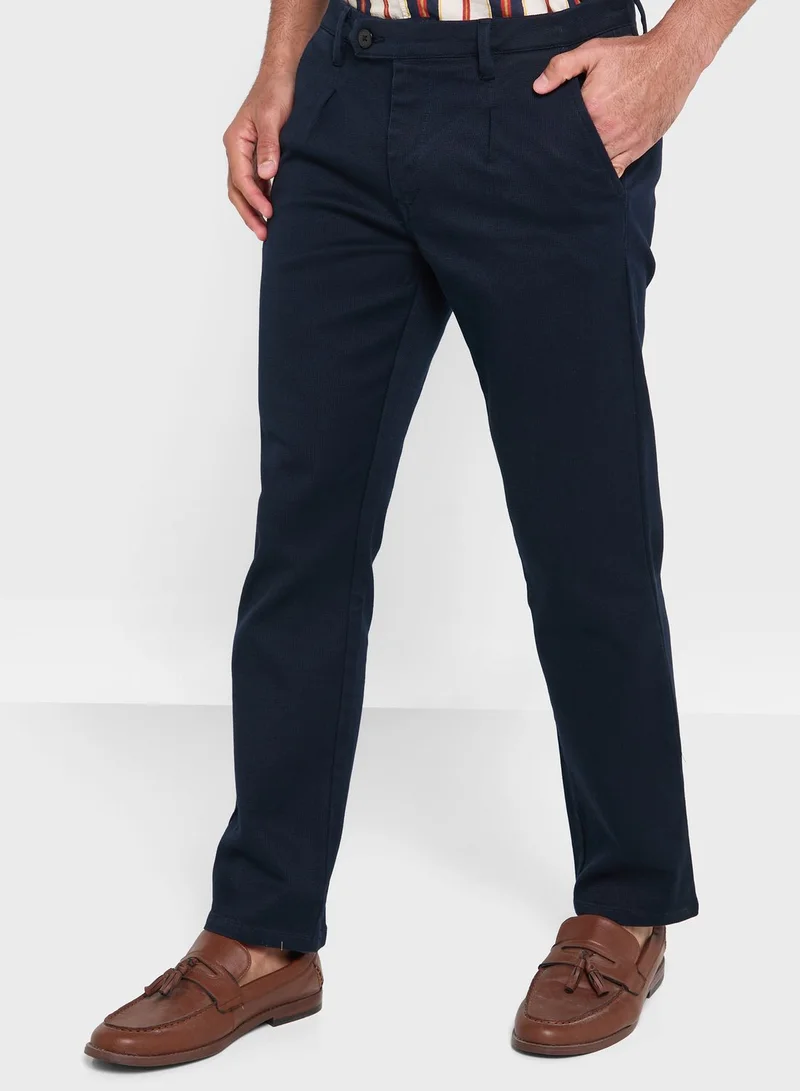 Robert Wood Textured Slim Fit Trousers