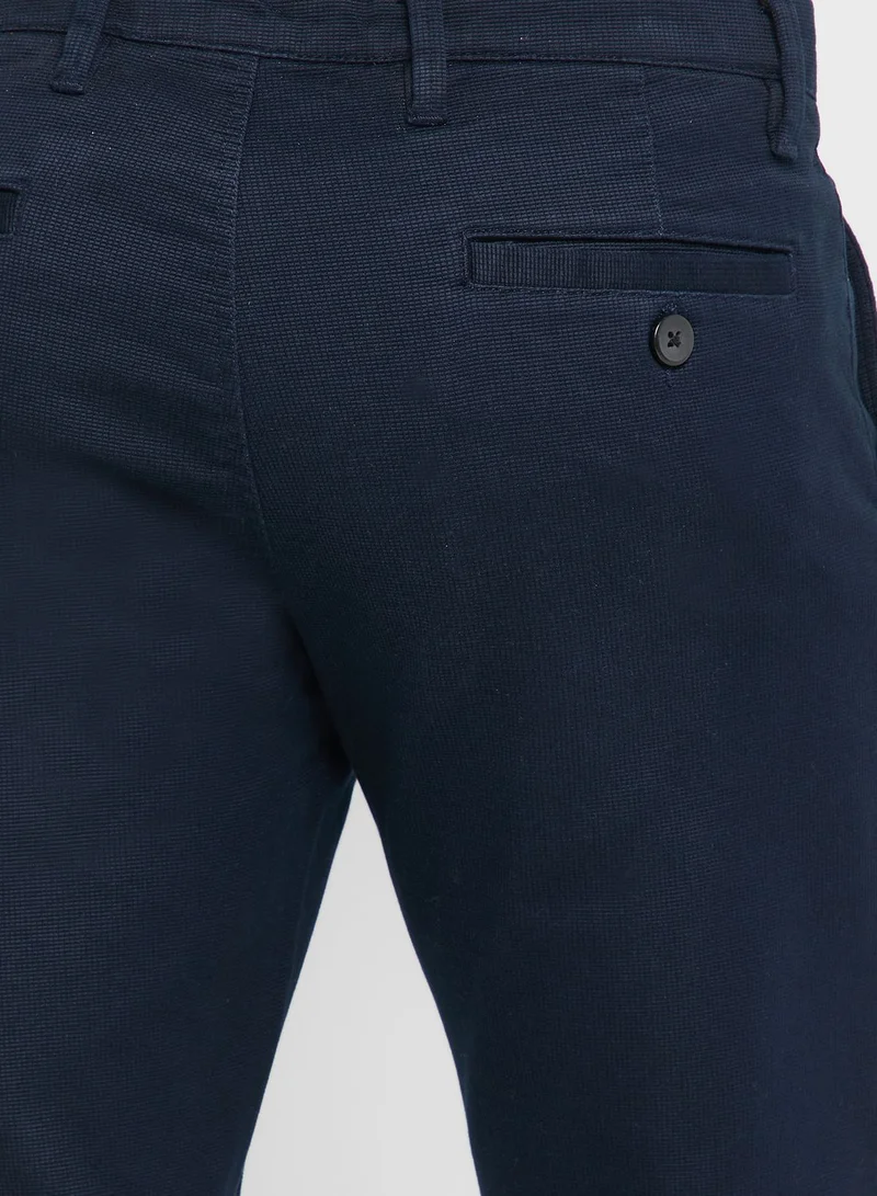 Robert Wood Textured Slim Fit Trousers