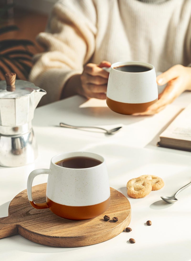Teocera Ceramic Coffee Mug Set Of 4-12 Oz Coffee Mugs With Large Handles For Hot Or Cold Drinks Like Latte  Cocoa  Tea Or Juice - Smooth Ceramic  Dishwasher Safe  Beige - Image 5