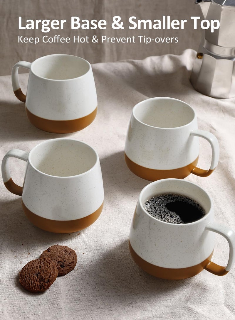 Teocera Ceramic Coffee Mug Set Of 4-12 Oz Coffee Mugs With Large Handles For Hot Or Cold Drinks Like Latte  Cocoa  Tea Or Juice - Smooth Ceramic  Dishwasher Safe  Beige - Image 4