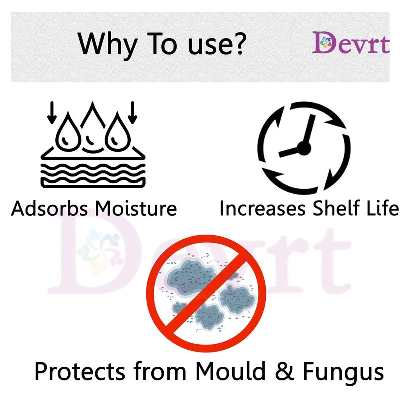 Devrt Devrt Silica Gel 5 Gram Pouch of 20 Packets Moisture absorbents Silica Gel Pouches for Room Kitchen Wardrobe Cupboard car Bedroom Camera Lenses Shoes  - Image 5