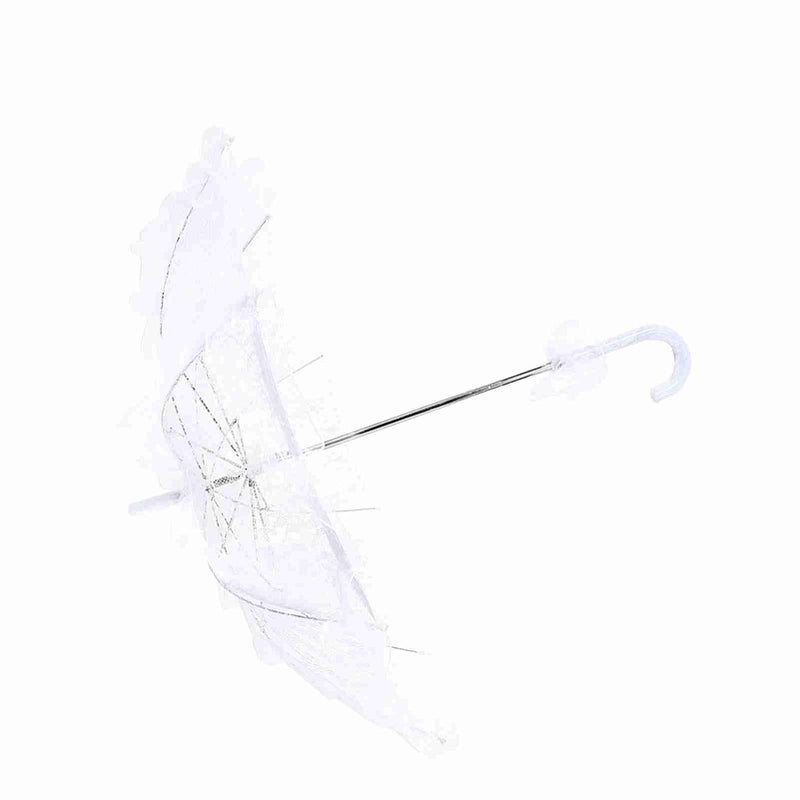 White Bridal Lace Umbrella Wedding Photography Prop Handheld Canopy Wooden Handle - Image 5