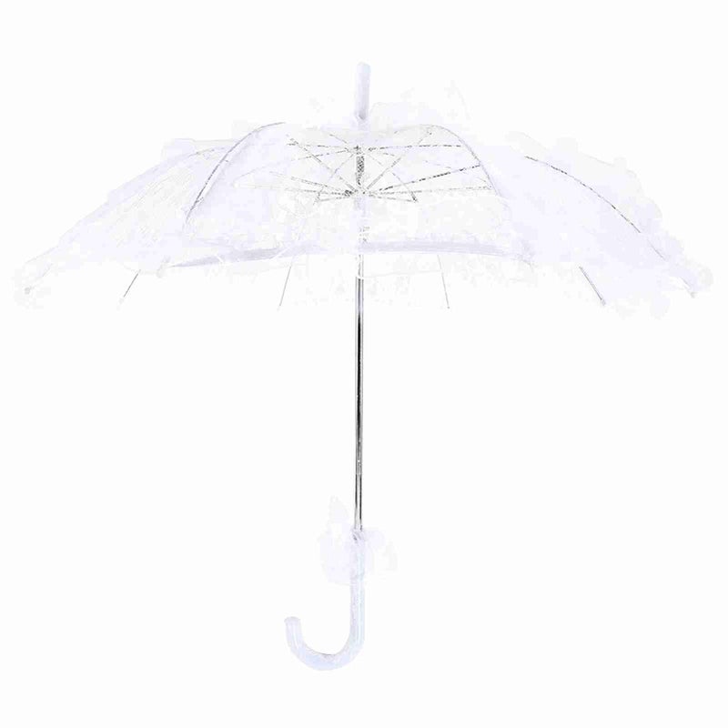 White Bridal Lace Umbrella Wedding Photography Prop Handheld Canopy Wooden Handle - Image 2
