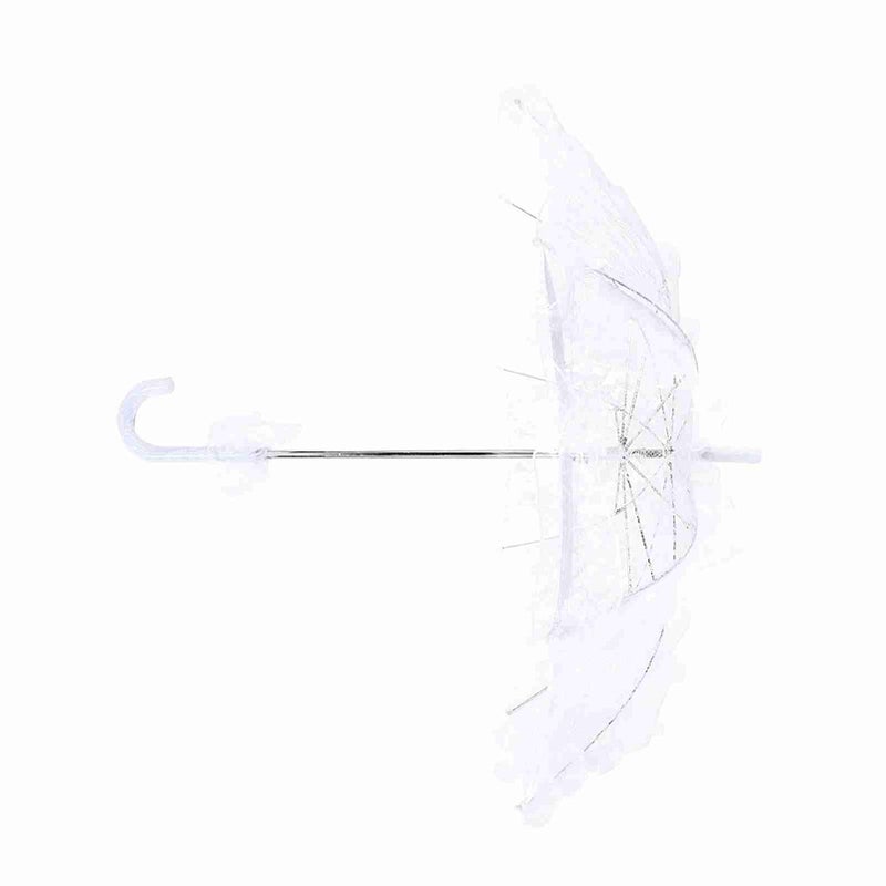 White Bridal Lace Umbrella Wedding Photography Prop Handheld Canopy Wooden Handle - Image 4