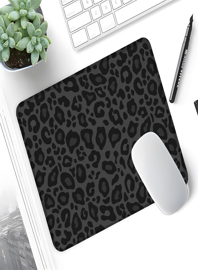 Seorsok Square Aesthetic Black Leopard Mouse Mat Premium Textured Mouse Pads for Office Laptop,Washable Square Mousepads with Extended Stitched Edges Non Slip Rubber Base - Image 2