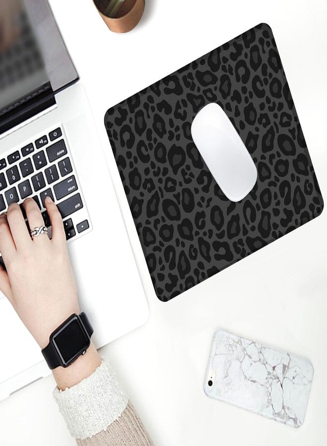 Seorsok Square Aesthetic Black Leopard Mouse Mat Premium Textured Mouse Pads for Office Laptop,Washable Square Mousepads with Extended Stitched Edges Non Slip Rubber Base - Image 3