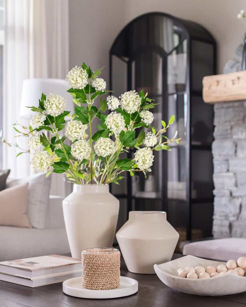 DILATATA Faux Hydrangea Flowers 31" Cream Artificial Hydrangea Spray with 5 Flower Heads, 3 Per Bag.Faux Hydrangeas Plastic Flowers Fake Hydrangeas for Indoor Outdoor Wedding Table Centerpieces Decor - Image 2