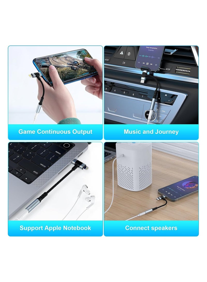 Lightning to 3.5 mm Headphone Jack Adapter 2-IN-1 Headphone Adapter for iPhone Type C to 3.5mm Female Headphone Jack Adapter Compatible with Samsung Galaxy - Image 4
