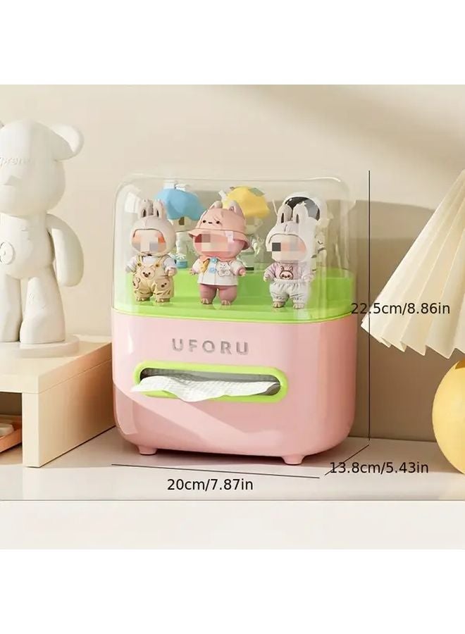 Sweet Pink Cute Bunny Desktop Tissue Box Large Capacity Dustproof Transparent Window - Image 5