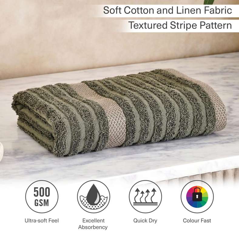 Pan Home Olive Stripe Terry Hand Towel 50x90 cm - Image 5