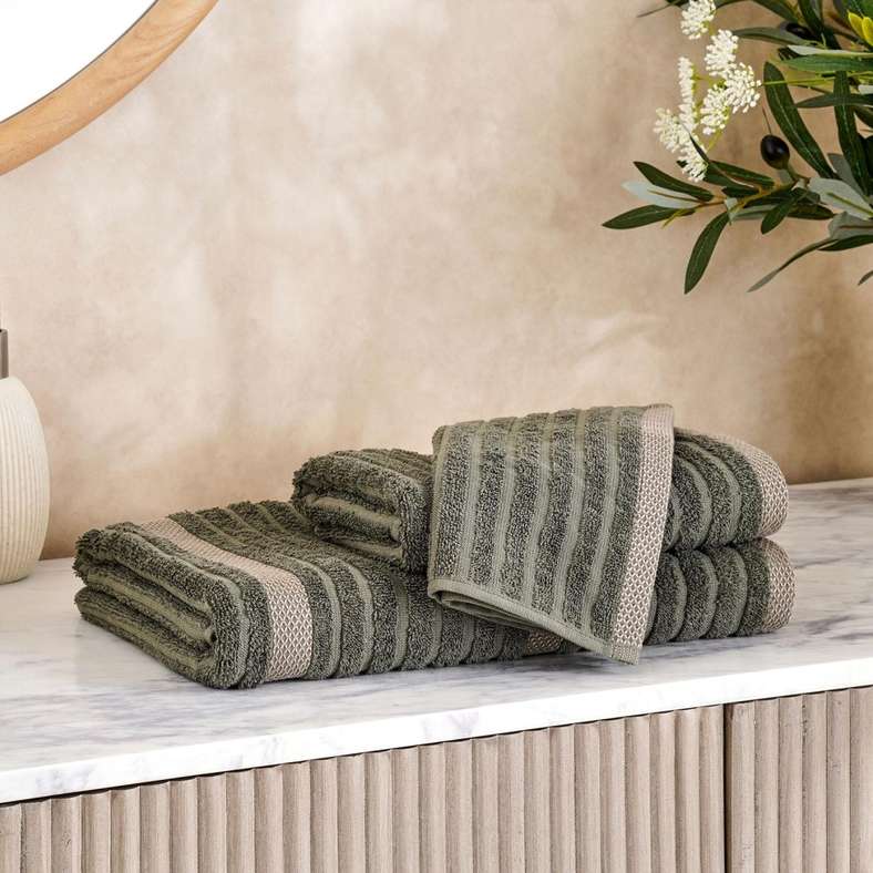 Pan Home Olive Stripe Terry Hand Towel 50x90 cm - Image 4