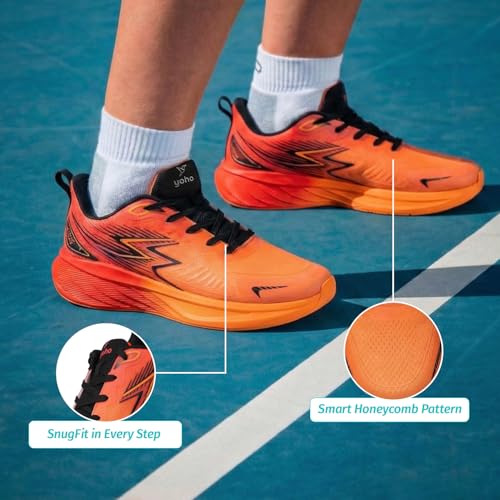 YOHO RushHour Dynamiq™ Sports Shoes for Men |Cushioned Insole, Stylish, Casual & Sneakers for Gents | Lightweight, Anti-Skid Shoe for Gym, Walking, Running & EveryDay Use-1835 | Orange - UK 7 - Image 3