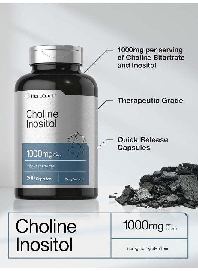 Horbäach Choline Gluten-free Inositol Supplement - 1000mg (200 Capsules) - Image 3
