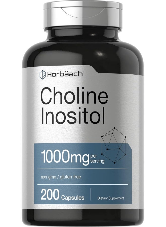 Horbäach Choline Gluten-free Inositol Supplement - 1000mg (200 Capsules) - Image 1