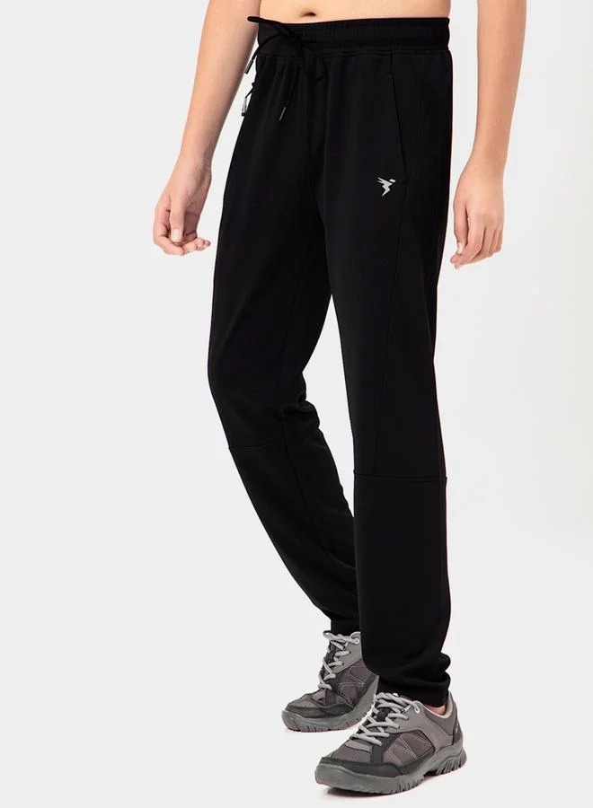 تكنوسبورت Solid Slim Fit Track Pants with Logo Detail by Styli