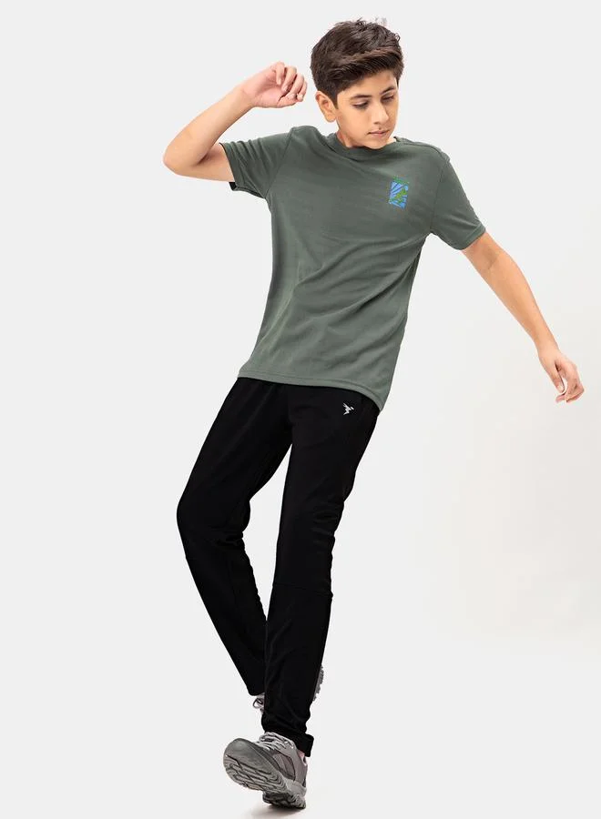تكنوسبورت Solid Slim Fit Track Pants with Logo Detail by Styli