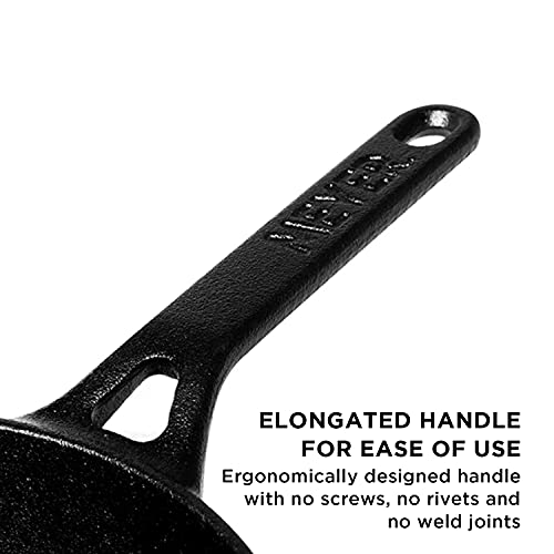 Meyer Pre-Seasoned Cast Iron Deep Skillet | Cast Iron Frypan | Induction Frying Pan | Iron Fry Pan | Deep Frying Pan| Cast Iron Utensils for Cooking | Iron Cookware for Kitchen, 18cm, Black - Image 4