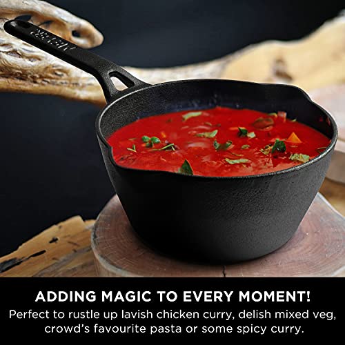 Meyer Pre-Seasoned Cast Iron Deep Skillet | Cast Iron Frypan | Induction Frying Pan | Iron Fry Pan | Deep Frying Pan| Cast Iron Utensils for Cooking | Iron Cookware for Kitchen, 18cm, Black - Image 3