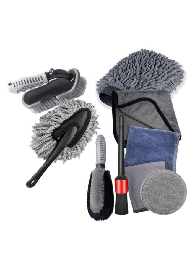Car Wash Set 9-piece Car Cleaning Waterproof Gloves Tire Gap Cleaning Brush Car Wash Brush - Image 2