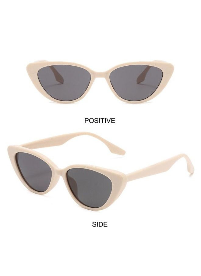 Generic - Cat Eye Shape Sunglasses Small Frame Beach Sun Protection Sun Glasses Fashion UV400 Shades 90s Glasses Summer Eyewear-Lenses Color:Black Glasses Bag - Image 1
