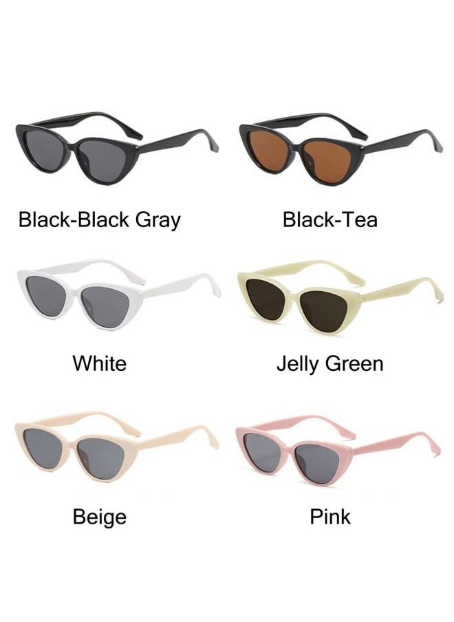Generic - Cat Eye Shape Sunglasses Small Frame Beach Sun Protection Sun Glasses Fashion UV400 Shades 90s Glasses Summer Eyewear-Lenses Color:Black Glasses Bag - Image 1