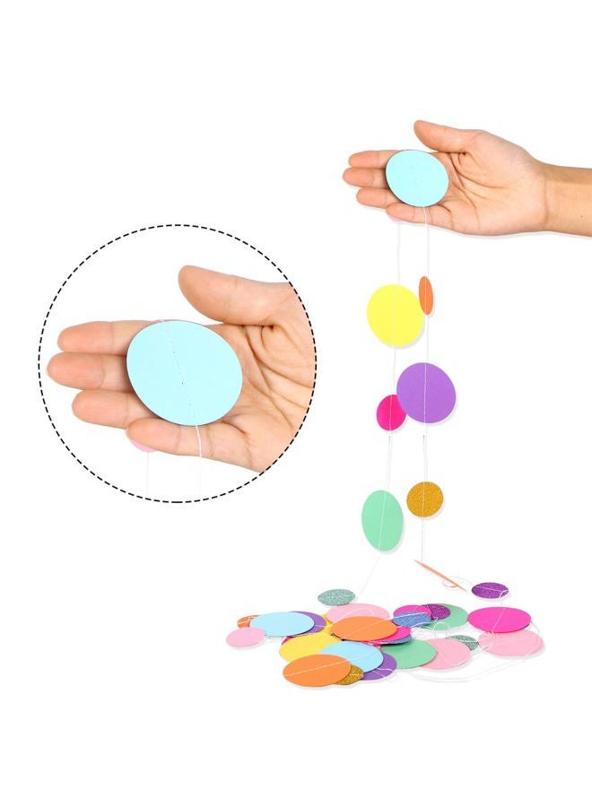 Outus Paper Circle Garland Rainbow Dots Garland Streamers Decoration Circle Hanging Birthday Paper Garland for Birthday Party Wedding Bridal Shower Decor Supplies, 65.6 ft in Total (10 Pieces,Modern Color) - Image 3