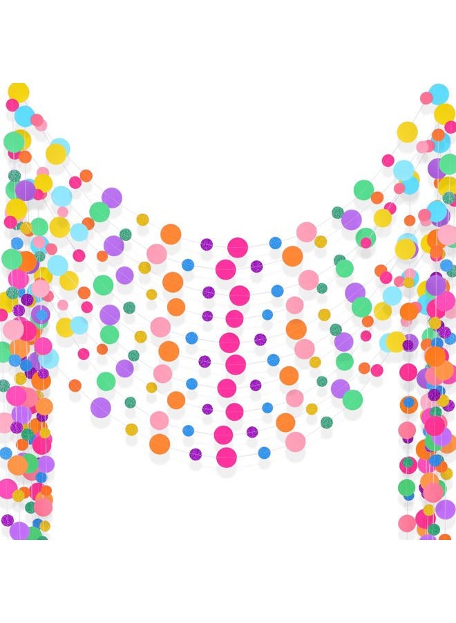 Outus Paper Circle Garland Rainbow Dots Garland Streamers Decoration Circle Hanging Birthday Paper Garland for Birthday Party Wedding Bridal Shower Decor Supplies, 65.6 ft in Total (10 Pieces,Modern Color) - Image 1