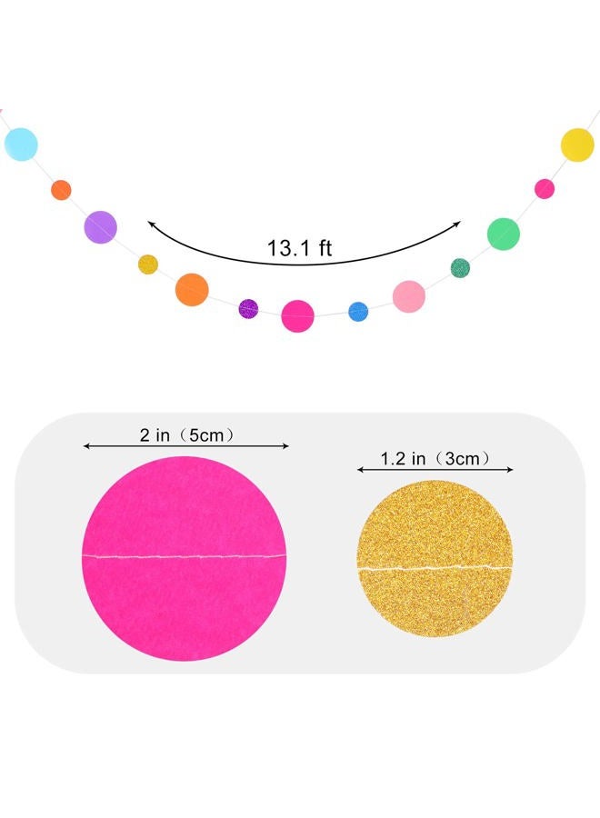 Outus Paper Circle Garland Rainbow Dots Garland Streamers Decoration Circle Hanging Birthday Paper Garland for Birthday Party Wedding Bridal Shower Decor Supplies, 65.6 ft in Total (10 Pieces,Modern Color) - Image 2