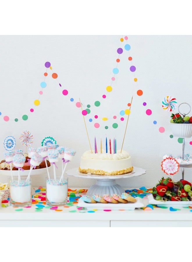 Outus Paper Circle Garland Rainbow Dots Garland Streamers Decoration Circle Hanging Birthday Paper Garland for Birthday Party Wedding Bridal Shower Decor Supplies, 65.6 ft in Total (10 Pieces,Modern Color) - Image 5