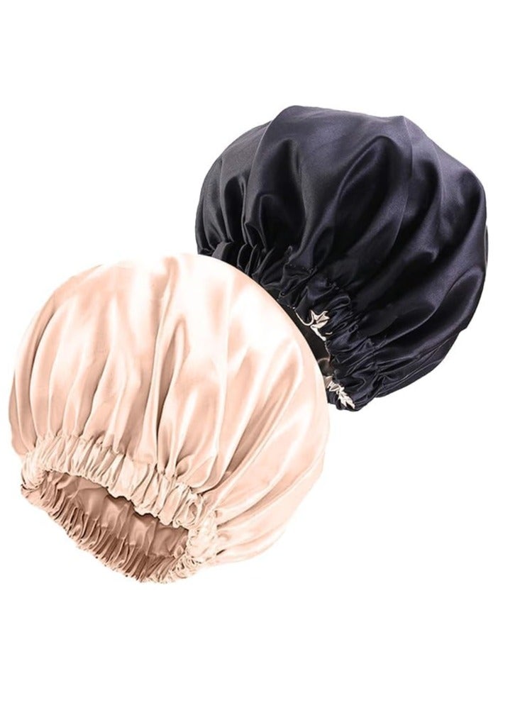 Generic Satin Hair Cap for Women, Silky Sleep Cap for Natural Hair Black