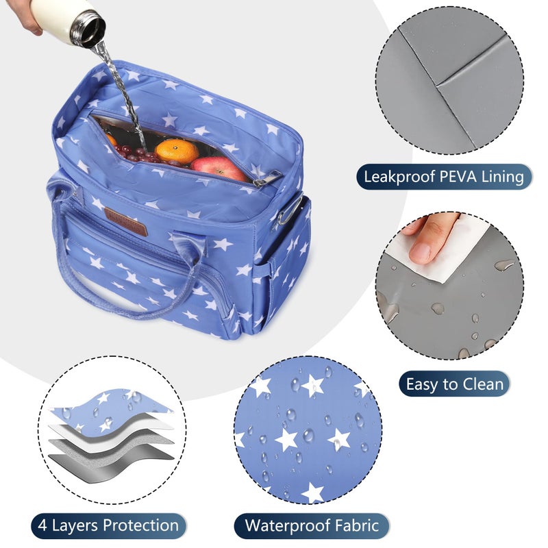 MIYCOO Lunch Bag Lunch Box Women - Leakproof Insulated Lunch Cooler Bag for Women - Large Lunch Tote Bags Adults, Blue Pentagram - Image 2