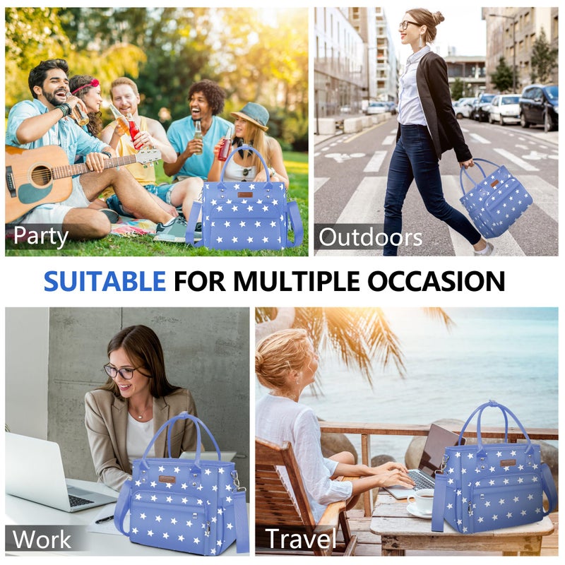 MIYCOO Lunch Bag Lunch Box Women - Leakproof Insulated Lunch Cooler Bag for Women - Large Lunch Tote Bags Adults, Blue Pentagram - Image 4