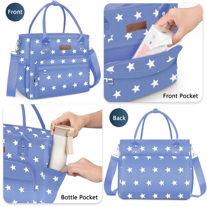 MIYCOO Lunch Bag Lunch Box Women - Leakproof Insulated Lunch Cooler Bag for Women - Large Lunch Tote Bags Adults, Blue Pentagram - Image 3