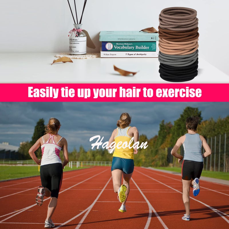 Hageolan Multy-Colored Hair Ties, 120 PCS Large Elastic Bands, No Damage Ponytail Holders for Thick Hair, Women, Men and Girls - Image 5