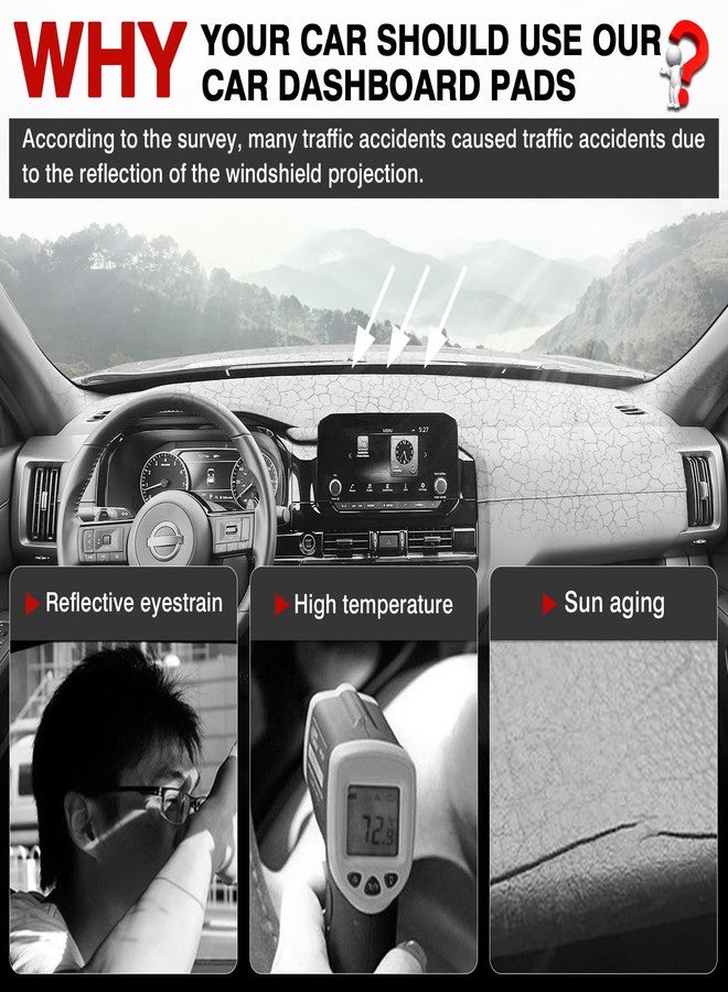 Autorder Dashboard Cover Mat for 2022-2025 Nissan Pathfinder Accessories Dash Cover Upgrade Velvet Dash Mat UV Rays Protector - Image 2