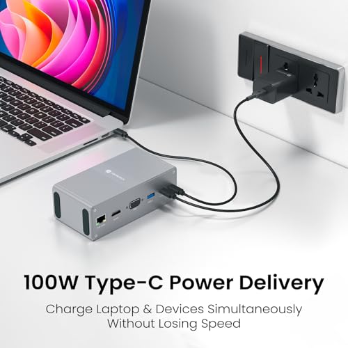 Portronics Mport Vault 13-in-1 USB-C Metal Docking Station, 100W PD Charging, 4K@30Hz HDMI, 1080P VGA, 4× USB 3.0, Gigabit Ethernet, SD/microSD 3.0, USB-C 3.0 & 2.0, 3.5mm Aux, for Windows & macOS - Image 3