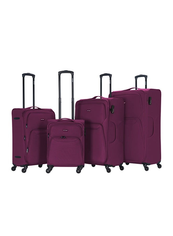 VIPTOUR 4-Piece Fabric Softside Luggage Set with 360° Spinner Wheels & Number Lock – Durable Polyester Travel Trolley Bag (20’’ / 24’’ / 28’’ / 32’’) - PLUM - Image 1