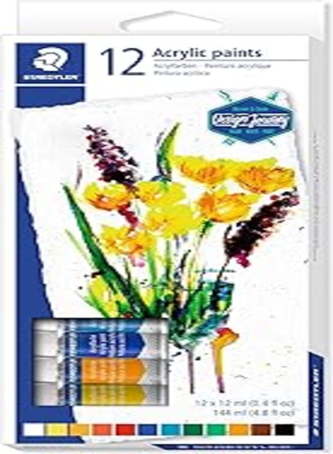 STAEDTLER 8500 C12 Karat Acrylic Paint Tube - Multi-Colour (Pack of 12)