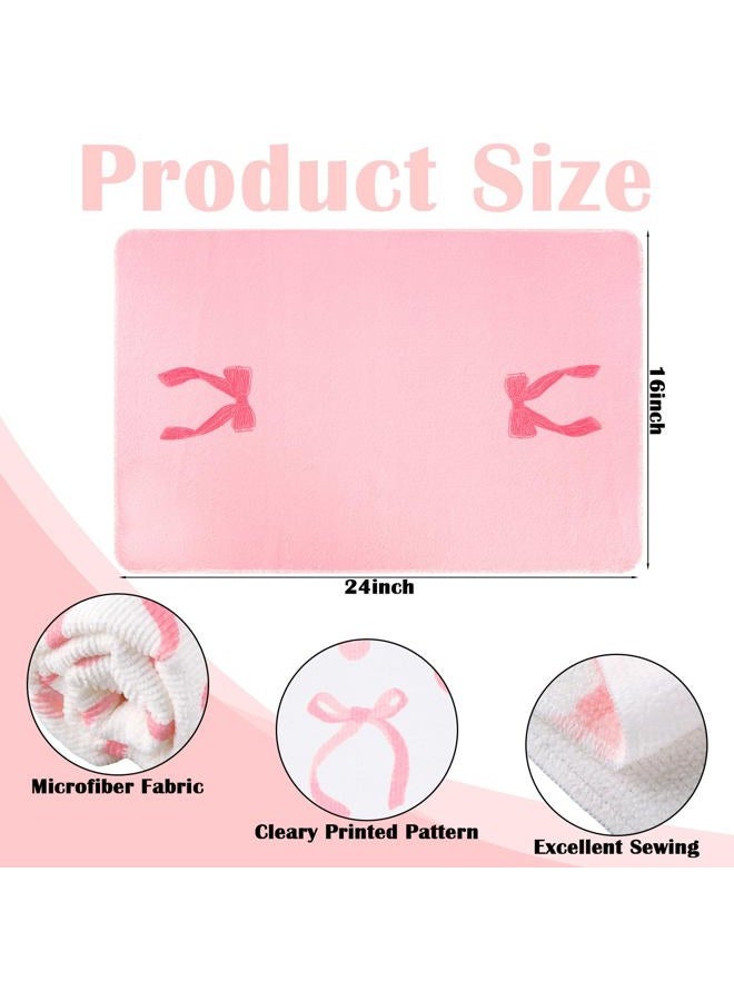 Macarrie 6 Pcs Pink Bow Hand Towels Set Pink Coquette Kitchen Towels 16 x 24 Inch Coquette Decor Dishes Absorbent for Bathroom Kitchen Decor Soft Dish Cloth for Women Gifts - Image 2