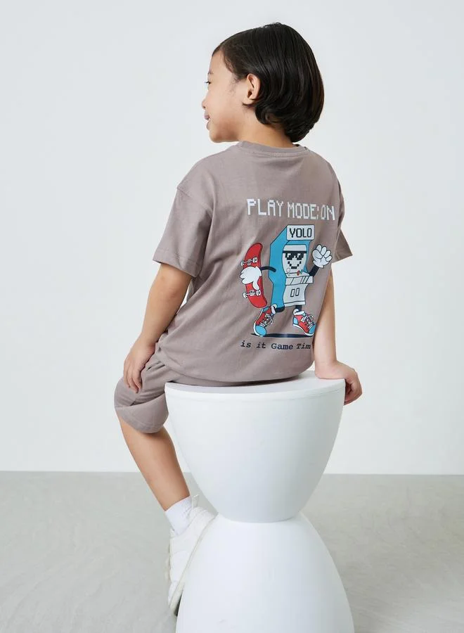 Styli Boys Cotton Graphic Print Oversized T-Shirt