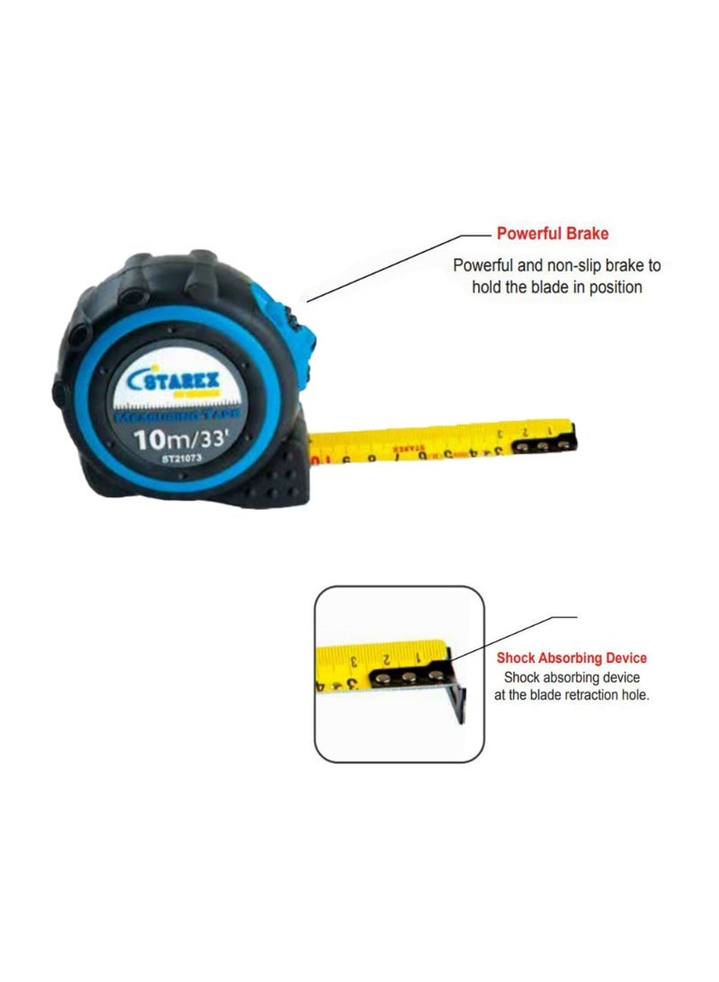 Starex Measuring Tape 3mx16mm Grey Rubber Double Side Print Blade D/Blister Starex Brnd