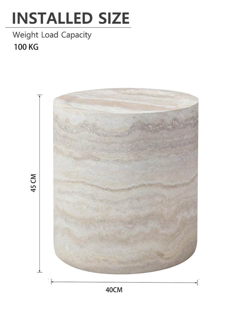 Aworesis φ40*45cm Faux Marble Pattern Round Side Table Small table Floor table Coffee table for Living Room & Bedroom - Image 2