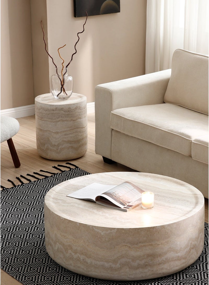 Aworesis φ40*45cm Faux Marble Pattern Round Side Table Small table Floor table Coffee table for Living Room & Bedroom - Image 5