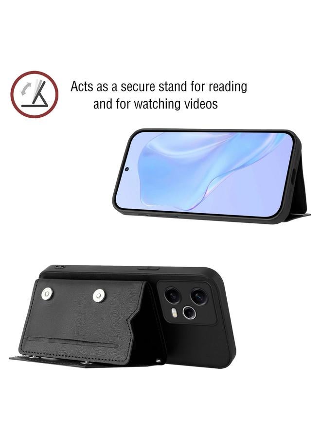 اس-توب جراب لهاتف Redmi Note 12 Pro 5G Skin Feel جراب هاتف بأربع فتحات للبطاقات مع حزام معصم - Image 4